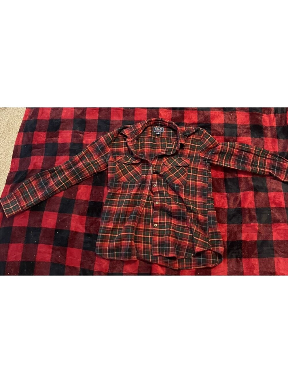 Chaps Denim Women's Medium Red and Black Plaid Flannel Shirt